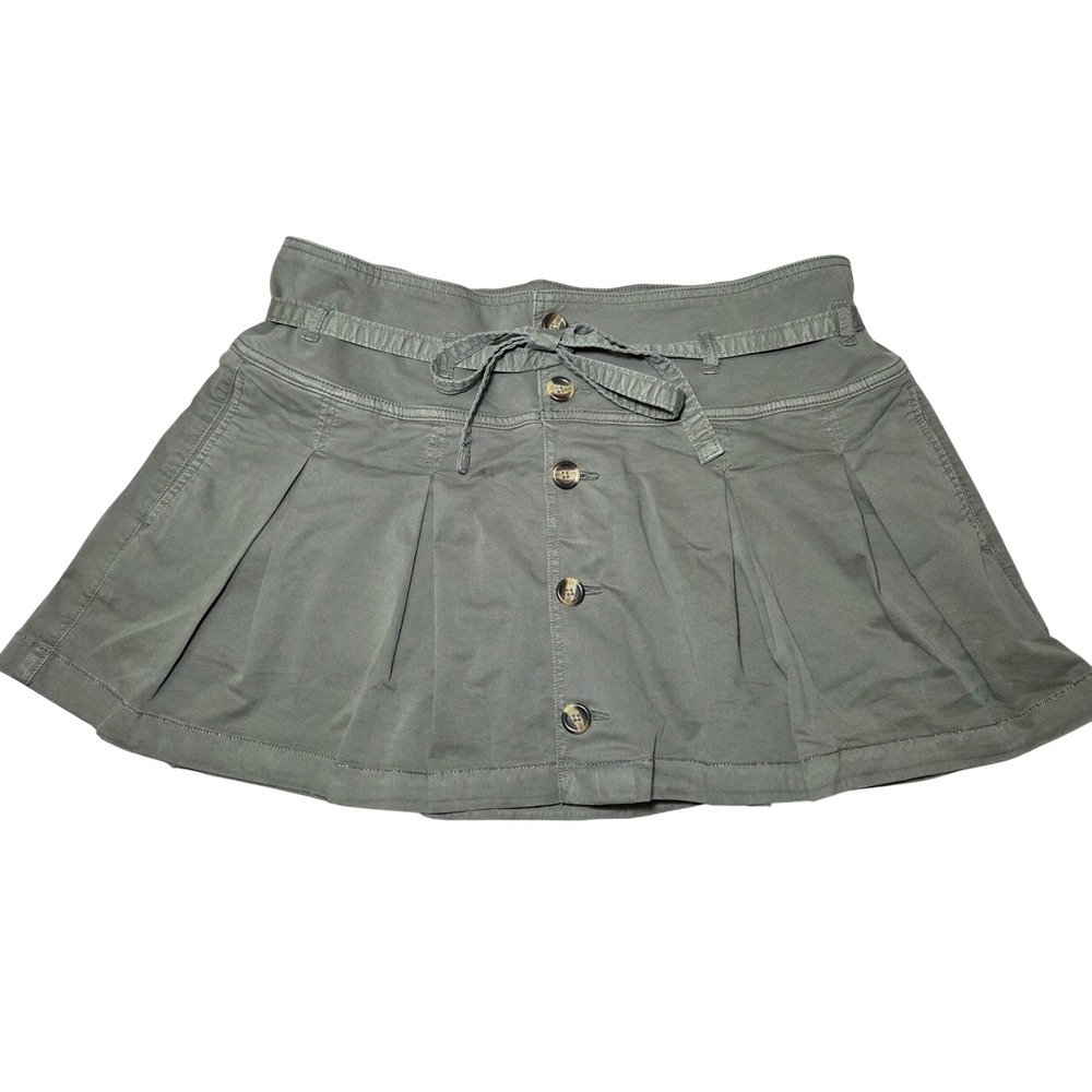 American Eagle Womens Size 16 Olive Green Pleated Skort High Rise Belted Stretch